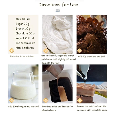 Food Grade DIY Rectangle Ice-cream Silicone Molds DIY-D062-05B-1