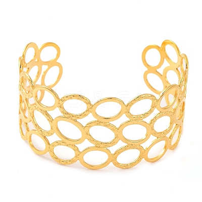 304 Stainless Steel Open Cuff Bangles for Women BJEW-G711-01F-G-1