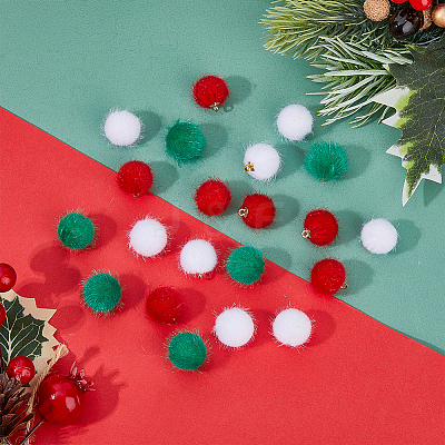 60Pcs 3 Colors Faux Mink Fur Covered Pendants DIY-FH0005-67-1