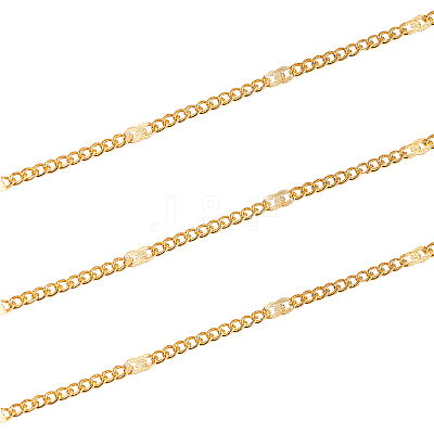 Soldered Brass Coated Iron Curb Chains CH-CJ0001-01A-G-1