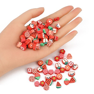 100Pcs 10 Styles Handmade Polymer Clay Beads CLAY-FP0001-19-1