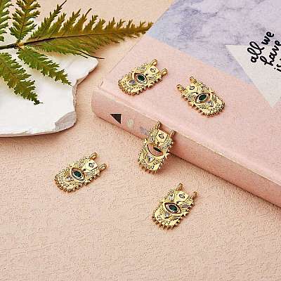 5Pcs Brass Micro Pave Cubic Zirconia Pendants ZIRC-SZ0004-47-1