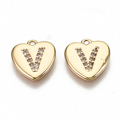 Brass Micro Pave Clear Cubic Zirconia Charms KK-N231-234V-NF-1