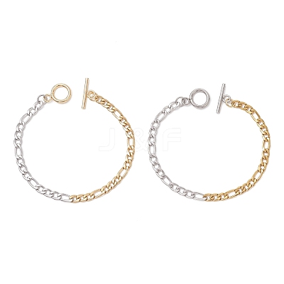 2Pcs 304 Stainless Steel Two Tone Figaro Chain Bracelets BJEW-JB13017-1