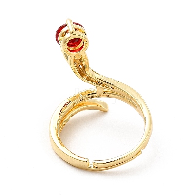 Cubic Zirconia Snake with Glass Wrap Adjustable Ring KK-H439-02B-G-1