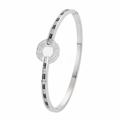 Rhinestone Donut Bangle BJEW-N017-018P-1