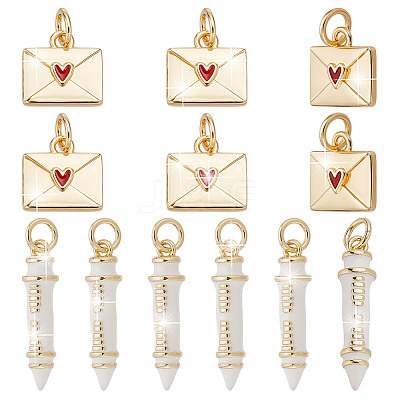 12Pcs 2 Styles Brass Enamel Pendants KK-AR0004-70-1