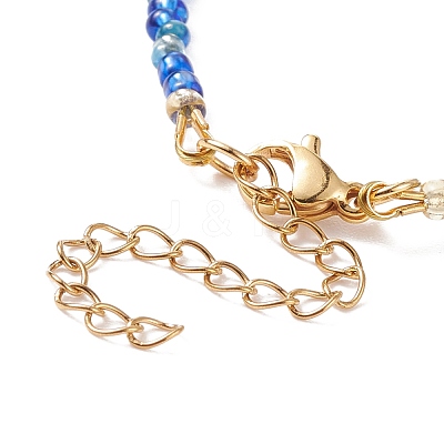 Resin Evil Eye & Glass Seed Beaded Bracelet for Women BJEW-JB08560-1