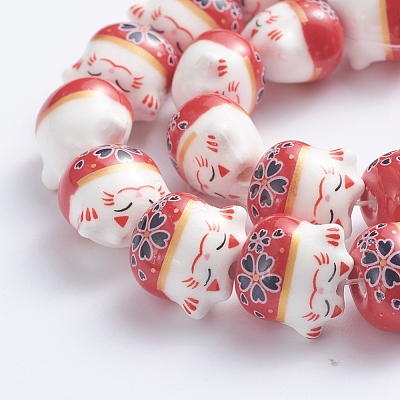 Handmade Printed Porcelain Beads PORC-G004-C03-1