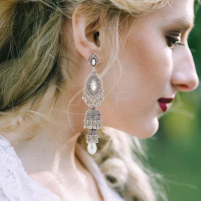 8 Pairs 8 Style Zinc Alloy Dangle Stud Earrings for Women EJEW-AN0003-17-1