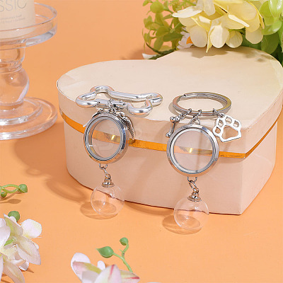 2Pcs 304 Stainless Steel & Alloy Keychains KEYC-DR00022-1