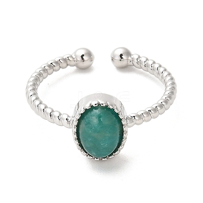 Natural Amazonite Open Cuff Ring RJEW-M166-04P-D-1