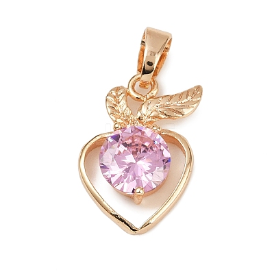 Brass Micro Pave Cubic Zirconia Pendants KK-E795-27KCG-05-1