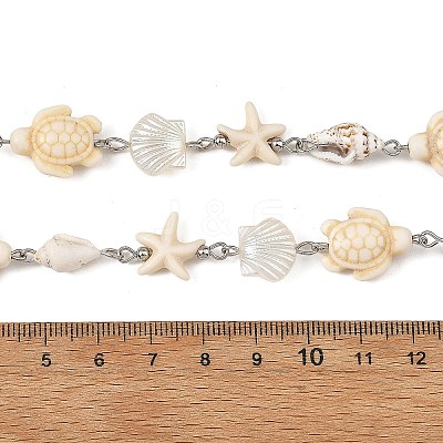 ABS Imitation Pearl & Synthetic Turquoise Beaded Chains AJEW-JB01668-1