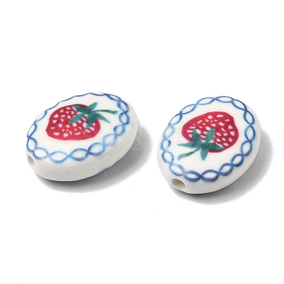 Hand Painted Oval Porcelain Beads PR-CBA03B0-01D-1