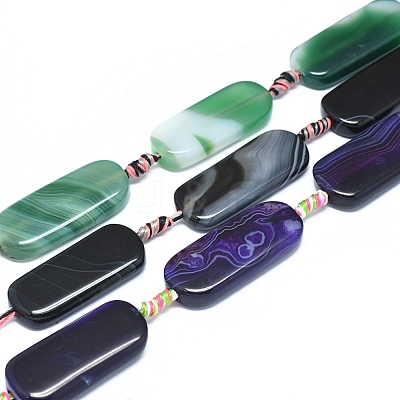 Natural Banded Agate/Striped Agate Beads Strands G-L544-022-1