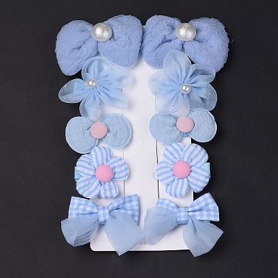5 Pair 5 Style Bowknot & Flower Polyester Alligator Hair Clips PHAR-C012-01D-1