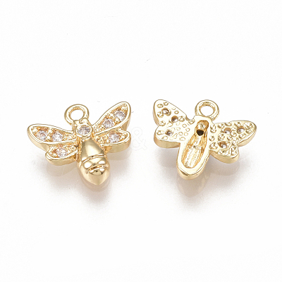 Brass Micro Pave Cubic Zirconia Charms KK-S350-081G-1