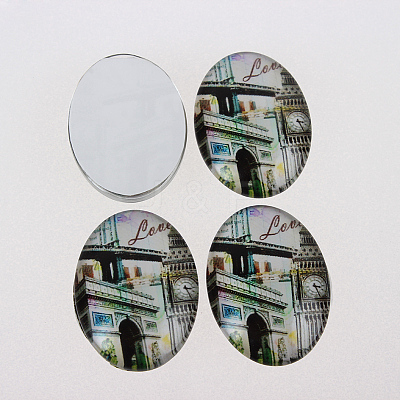 Photo Glass Oval Cabochons X-GGLA-N003-18x25-F04-1