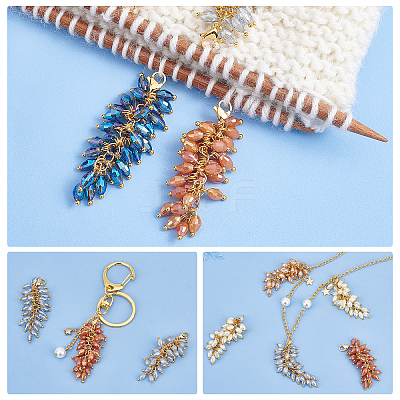 12Pcs 6 Colors Electroplate Glass Cluster Beads Pendant Decorations HJEW-UN0001-04-1