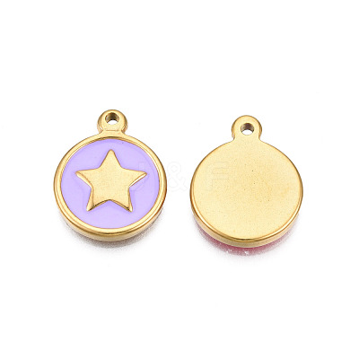 304 Stainless Steel Enamel Pendants STAS-N092-148C-1