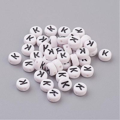 Acrylic Horizontal Hole Letter Beads X-PL37C9070-K-1