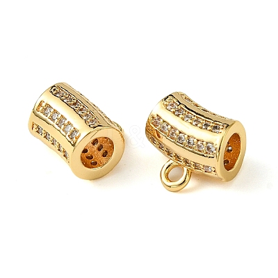 Brass Brass Micro Pave Cubic Zirconia Tube Bails KK-M277-09D-G-1