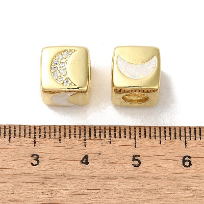 Rack Plating Brass Micro Pave Cubic Zirconia Beads KK-P268-01G-11-1