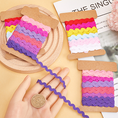 4 Cards 2 Styles Polyester Wavy Fringe Trim Ribbon DIY-GF0009-48F-1