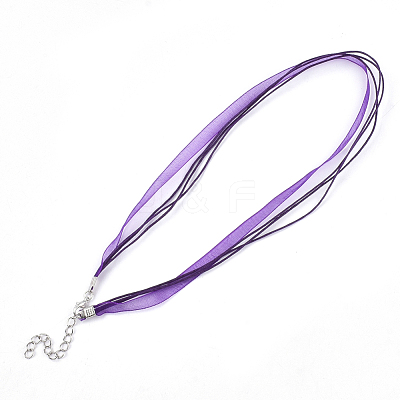 Waxed Cord and Organza Ribbon Necklace Making NCOR-T002-193-1