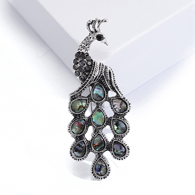 Personality Peacock Abalone Shell Brooch PW-WG0977F-01-1