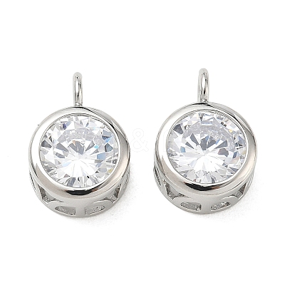Brass Pave Clear Cubic Zirconia Pendants CU-CBA42CA-04C-P-1