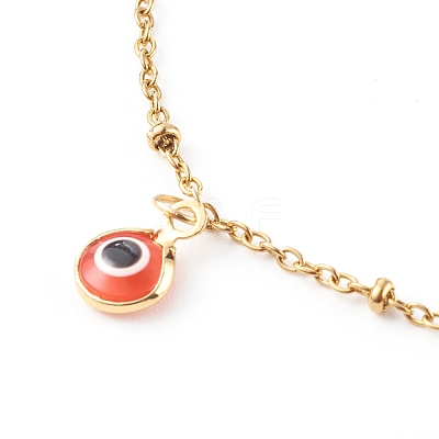 Evil Eye Lampwork Charm Anklets AJEW-AN00421-01-1