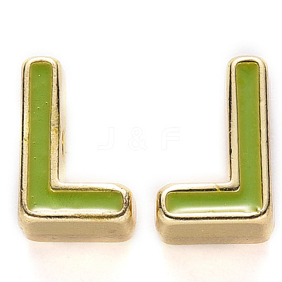 Rack Plating Alloy Enamel Beads X-ENAM-S122-033L-NR-1