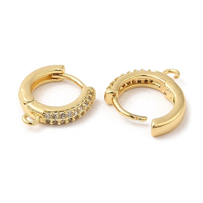 Brass Micro Pave Cubic Zirconia Hoop Earrings Findings EJEW-Q769-12G-1