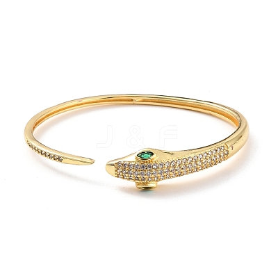 Bling Snake Cubic Zirconia Cuff Bangle BJEW-D448-01G-RS-1