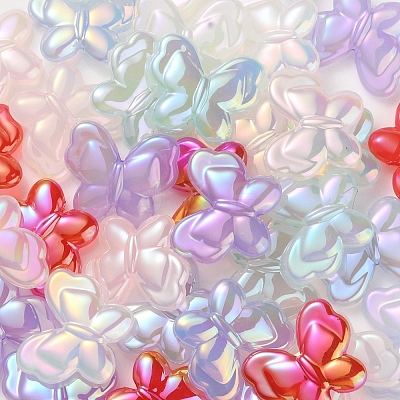 UV Plating Rainbow Iridescent Imitation Jelly Acrylic Beads OACR-K003-012-1