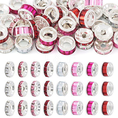 40Pcs 8 Styles Alloy Glass & Iron Rhinestone Spacer Beads FIND-TA0008-70A-1