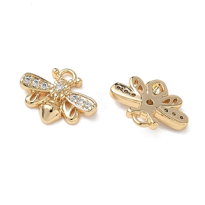 Brass Micro Pave Clear Cubic Zirconia Charms KK-D261-14G-1