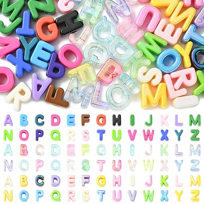 26Pcs 26 Styles UV Plating Opaque Acrylic European Beads OACR-YW0004-32-1