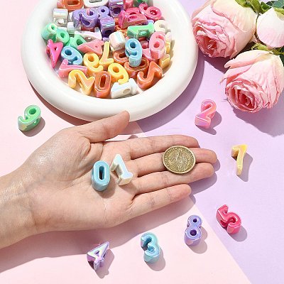 50Pcs 10 Styles Opaque UV Plating Acrylic Beads PACR-CJ0001-49-1