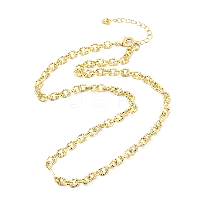 Brass Textured Cable Chain Necklaces NJEW-A042-12G-01-1