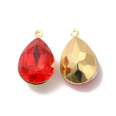 Real 18K Gold Plated Brass with Glass Pendants KK-177-22G-09-1