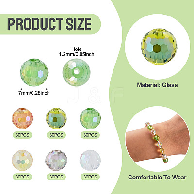 180Pcs 6 Colors Transparent Electroplate Glass Beads EGLA-TA0013-62-1
