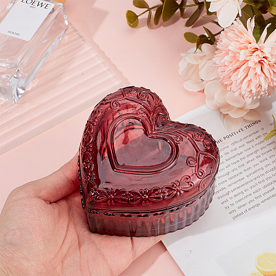 Heart Shaped Glass Jewelry Storage Boxes DIY-WH0899-48B-1