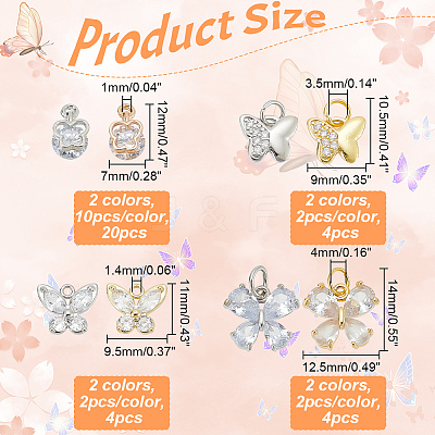 Alloy & Brass Cubic Zirconia Charms ZIRC-AR0001-26-1
