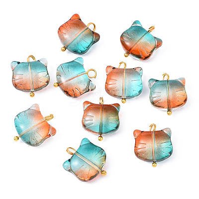 10Pcs Glass Pendants PALLOY-YW00061-03-1