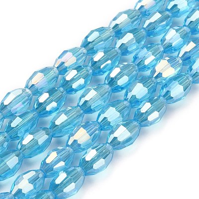 Glass Beads Strands X-GC6X9MMC20Y-AB-1