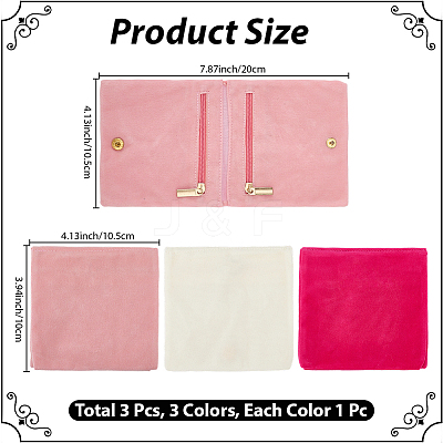 3Pcs 3 Colors Folding Velvet Jewelry Storage Bags for Earrings Rings Bracelets ABAG-CN0001-69B-1