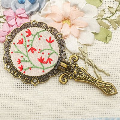 DIY Foldable Handheld Mirror Embroidery Starter Kit SENE-PW0003-056G-1